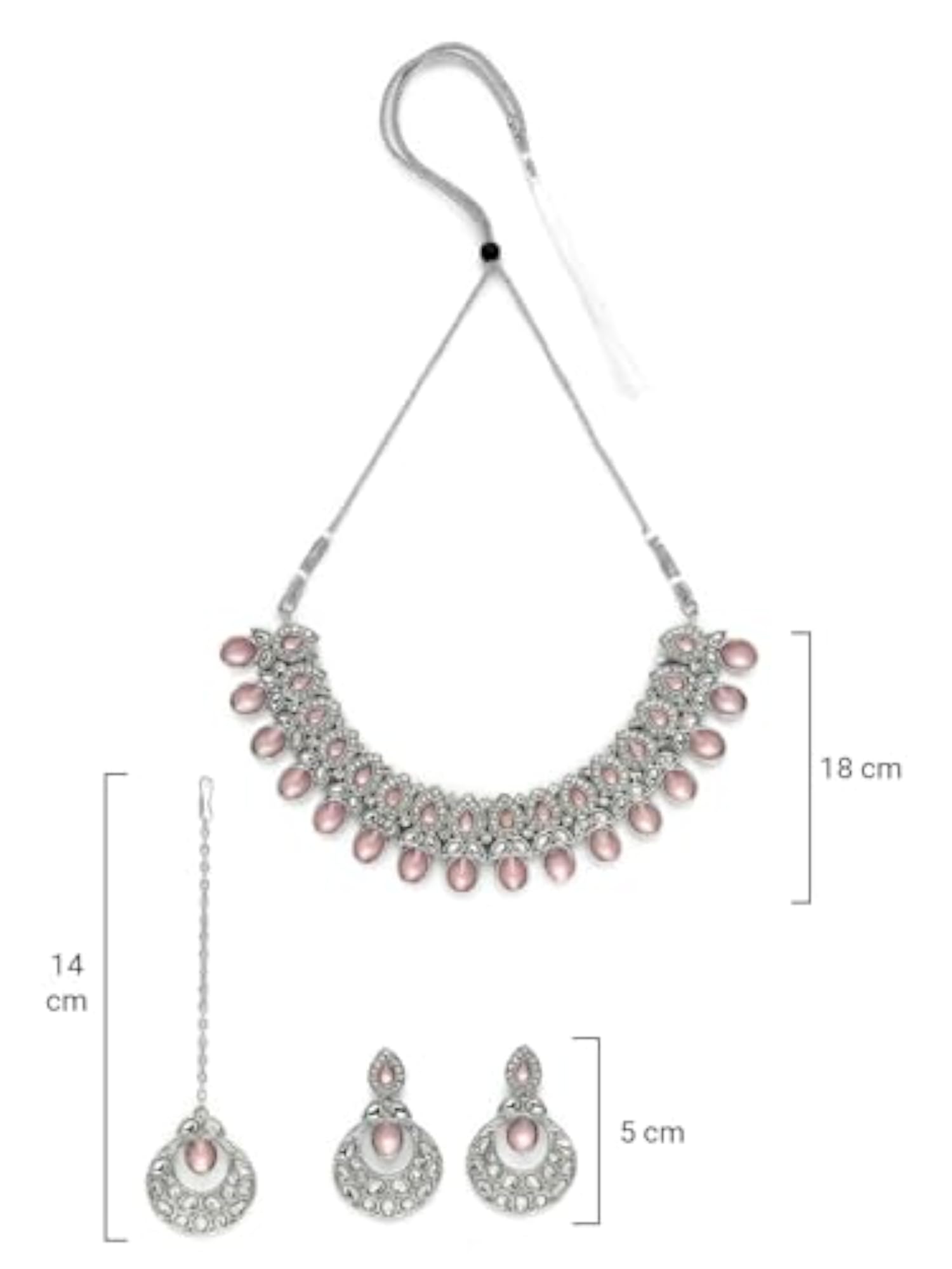 Elegant Rhodium Plated AD Necklace Set